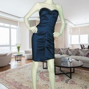 Vintage Y2K Xscape Joanna Chen Formal Cocktail Party Prom Ruched Mini Dress S